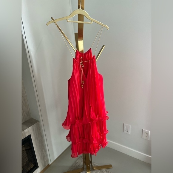 Coral Pleated Dress - Picture 9 of 12